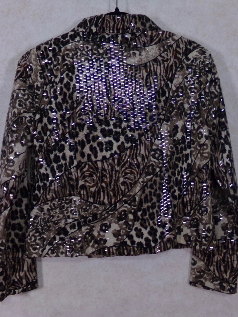 NWT Jacket’s Galore by John Farah Tiger/Leopard Jacket Scale Like Shine Size M - Picture 5 of 10